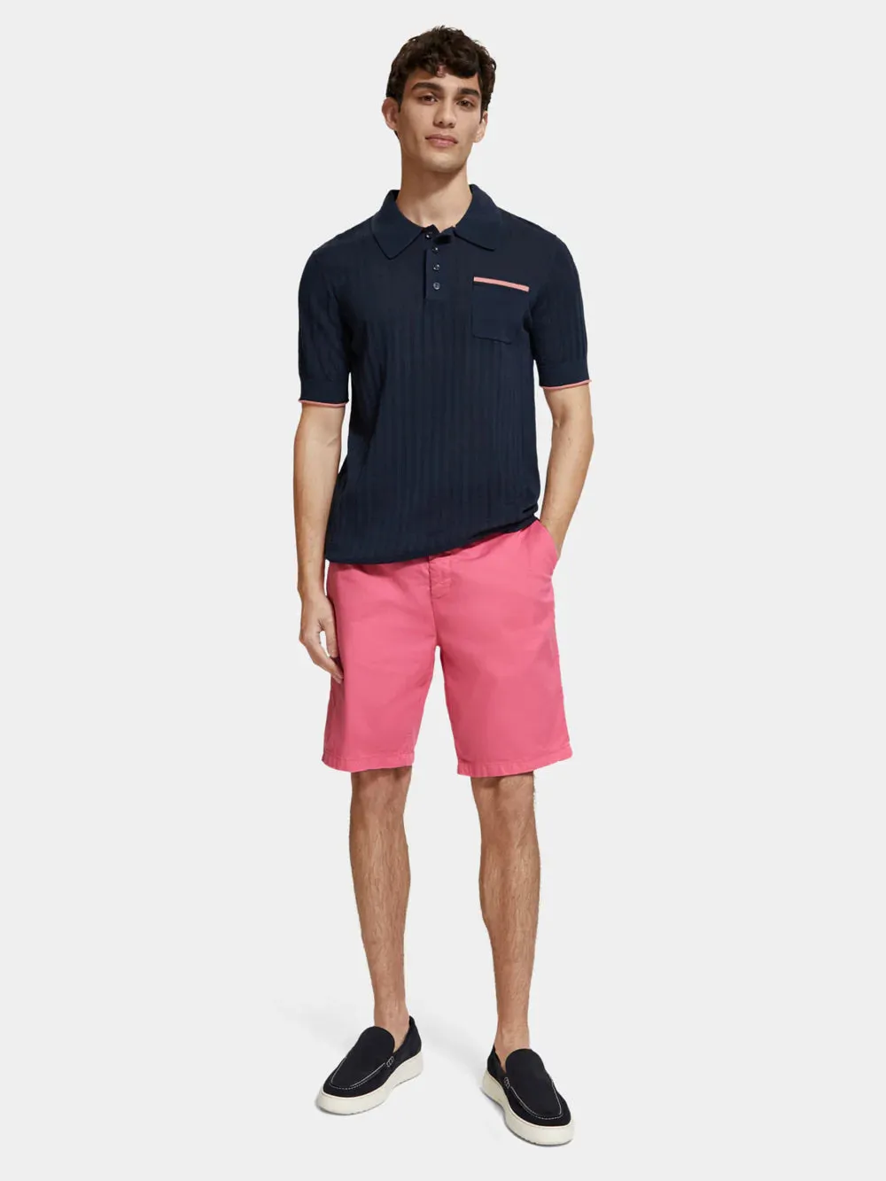 Scotch and Soda Stuart Chino Shorts in Pima Cotton - Tropical Pink