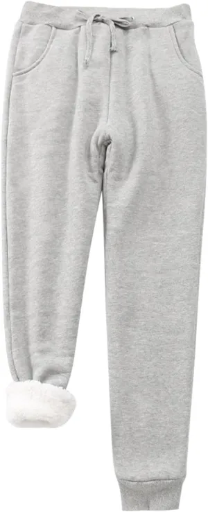 sdbrld Fleece Lined Joggers Women,Womens Sherpa Lined Sweatpants Winter Solid Athletic Running Fleece Lined Pants Sweatpants