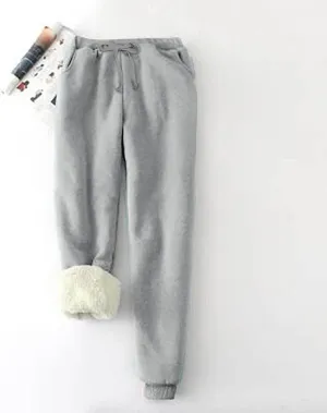 sdbrld Fleece Lined Joggers Women,Womens Sherpa Lined Sweatpants Winter Solid Athletic Running Fleece Lined Pants Sweatpants