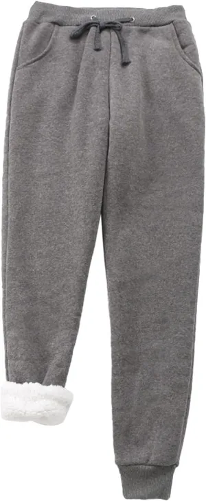 sdbrld Fleece Lined Joggers Women,Womens Sherpa Lined Sweatpants Winter Solid Athletic Running Fleece Lined Pants Sweatpants