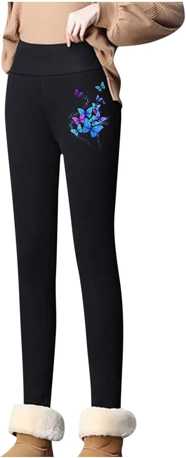 sdbrld Fleece Lined Leggings Women,Womens Fleece Lined Leggings 2023 High Waist Warm Soft Pants Tummy Control Thermal Tights