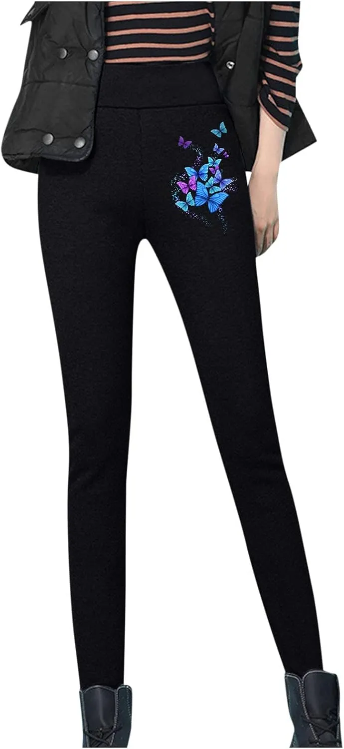 sdbrld Fleece Lined Leggings Women,Womens Fleece Lined Leggings 2023 High Waist Warm Soft Pants Tummy Control Thermal Tights