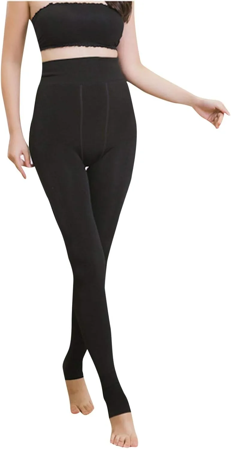 sdbrld Fleece Lined Leggings Women,Womens Fleece Lined Leggings Winter High Waisted Warm Tummy Control Thermal Tights Pants