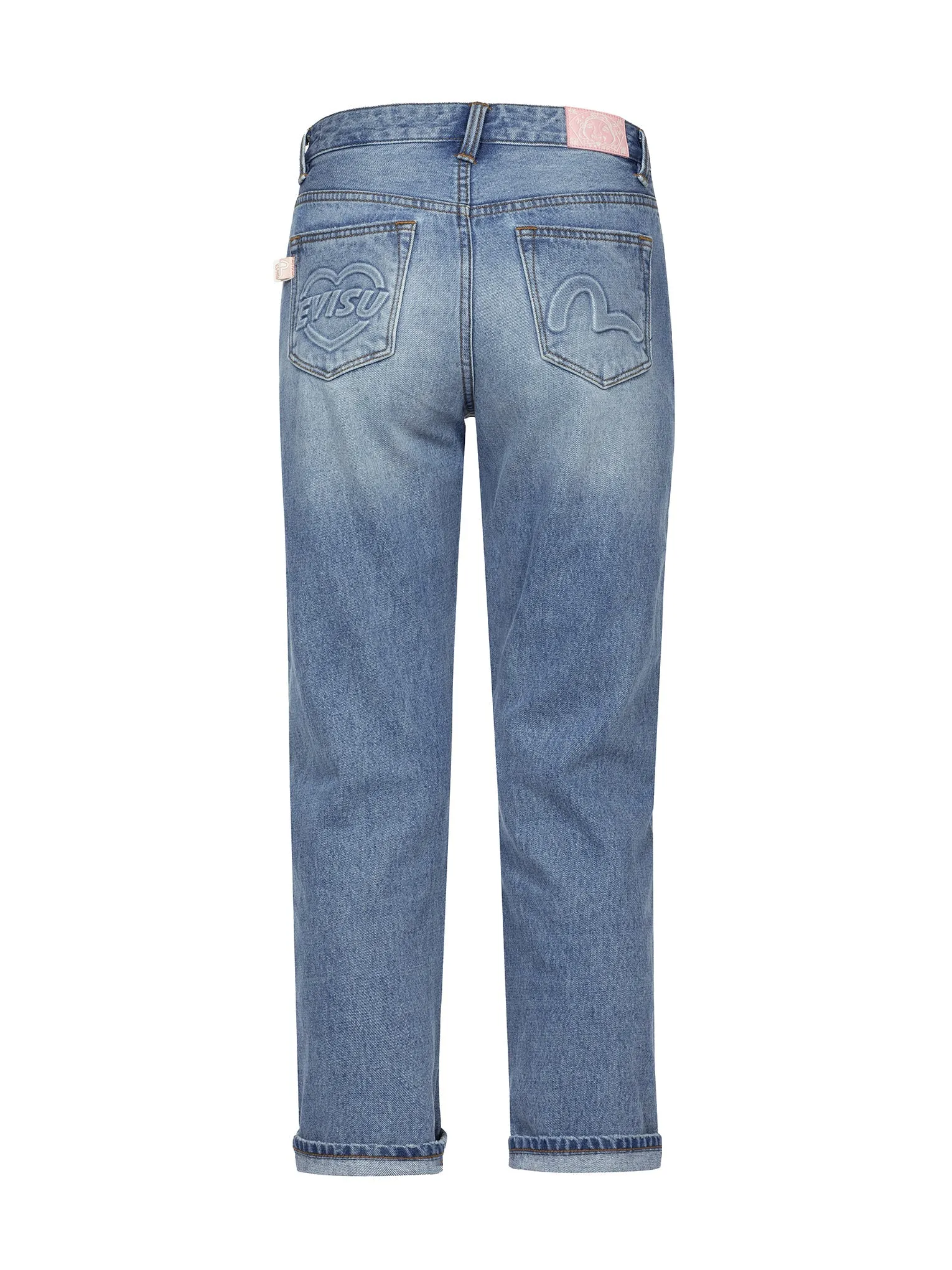 Seagull and Heart Embossed Fashion Fit Jeans