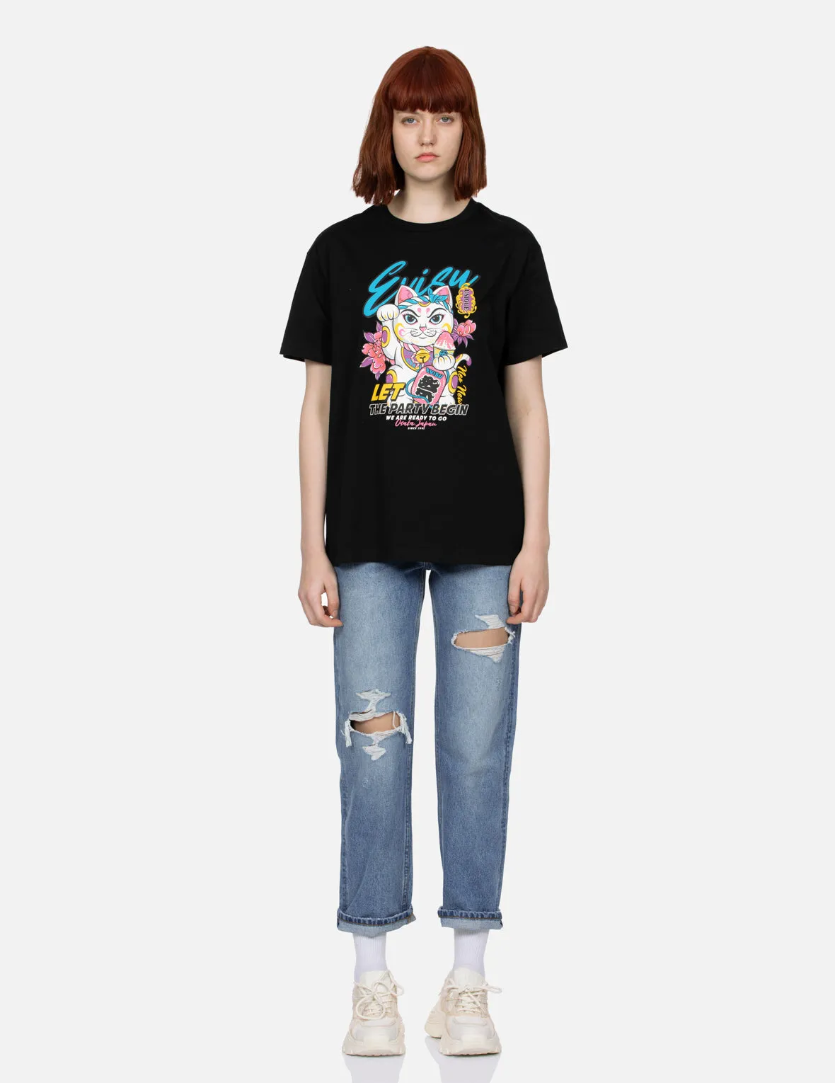 Seagull and Heart Embossed Fashion Fit Jeans