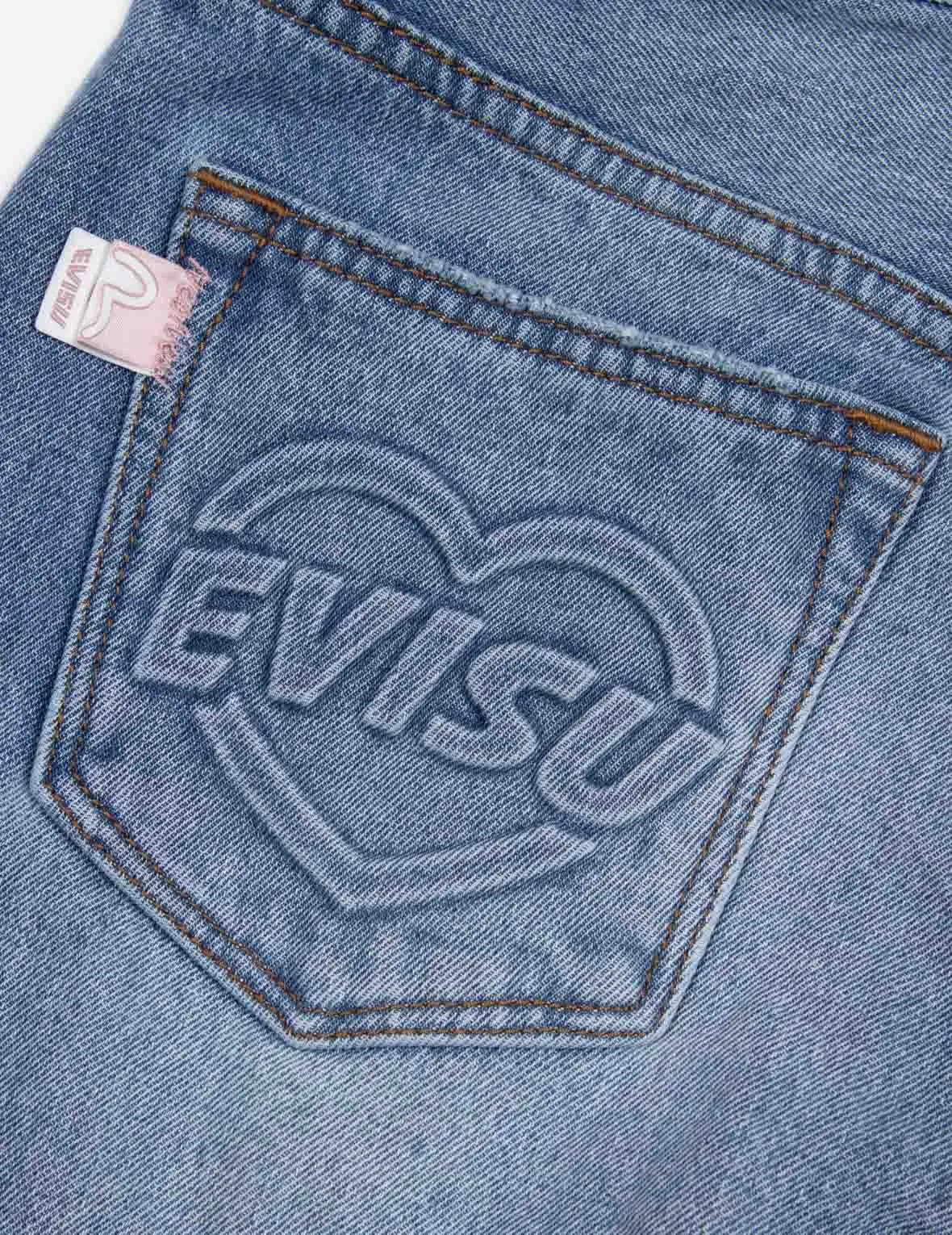 Seagull and Heart Embossed Fashion Fit Jeans
