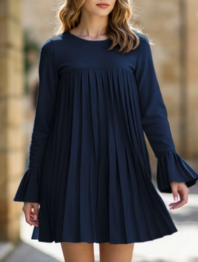Fashion solid color pleated dress Soft touch evening dress Layered Texture