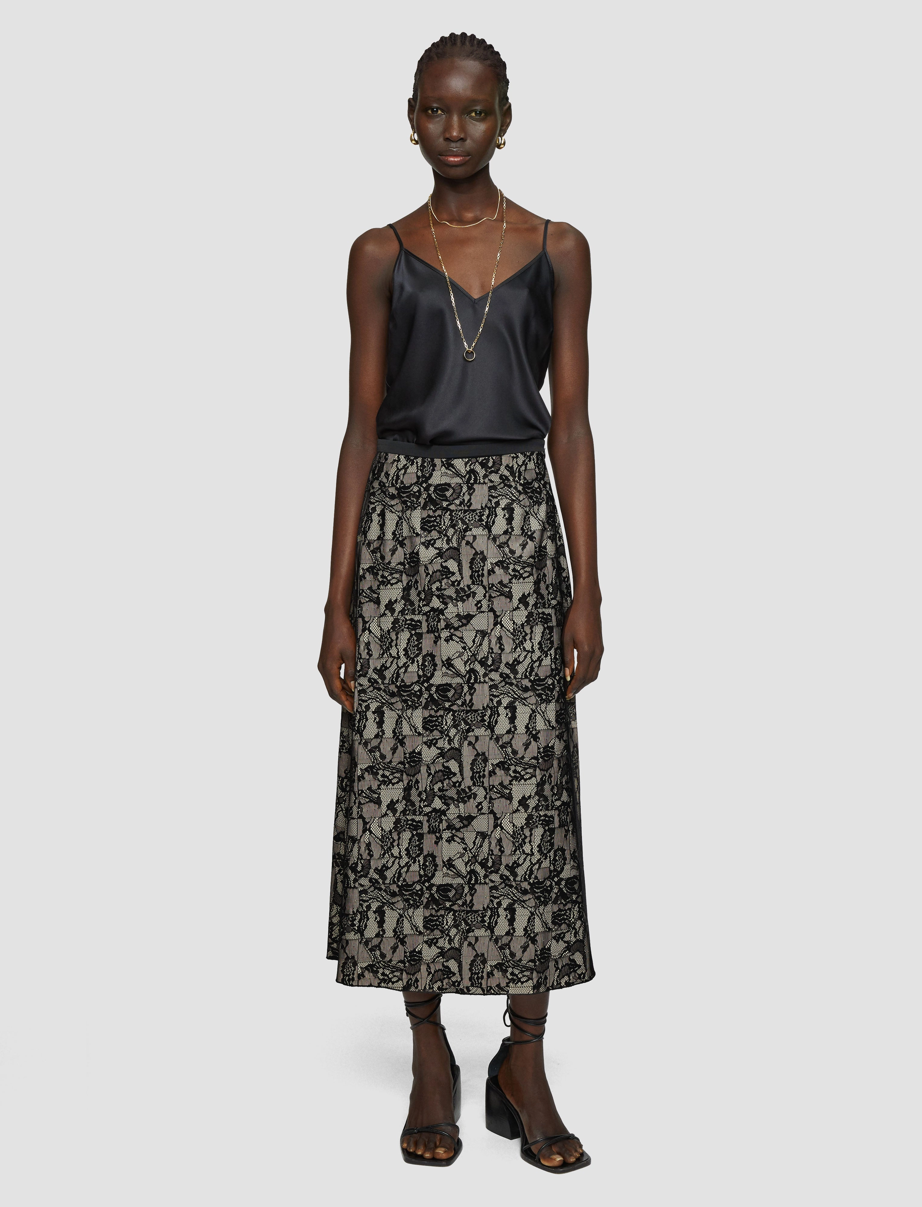 Patchwork Lace Skirt Cashmere Touch Midi length