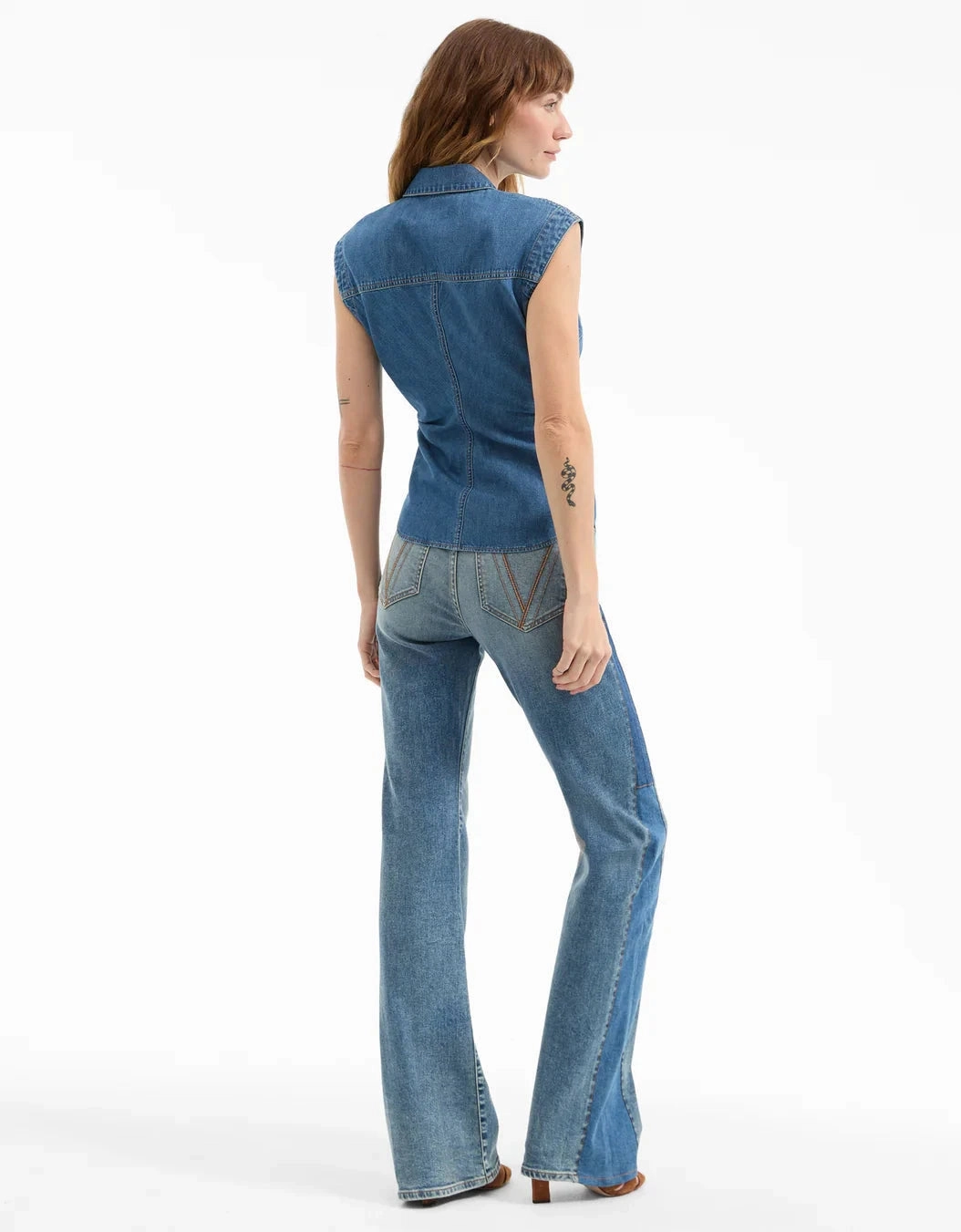 Non Irritating Label Breathable Design Sera Ruched Denim Shirt Serendipity