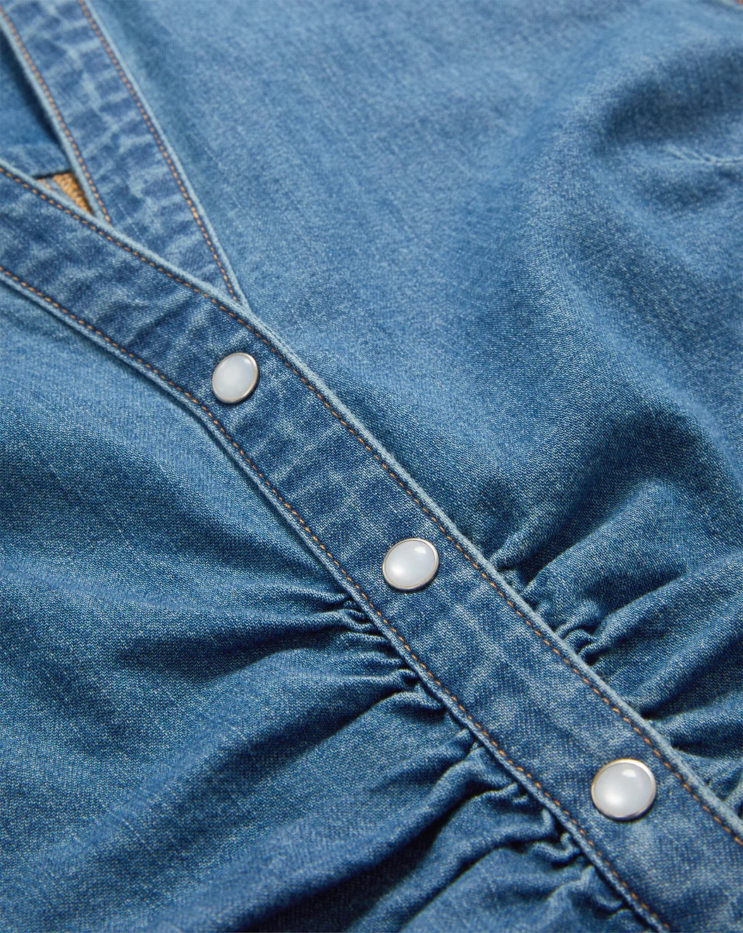 Elegant Blouse Sera Ruched Denim Shirt Serendipity