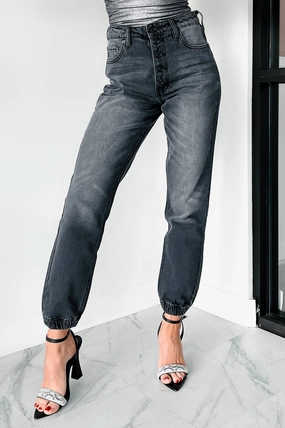 Sean High Rise Button Fly Kancan Jogger Jeans (Grey) Body Shape Functional Comfort Wear