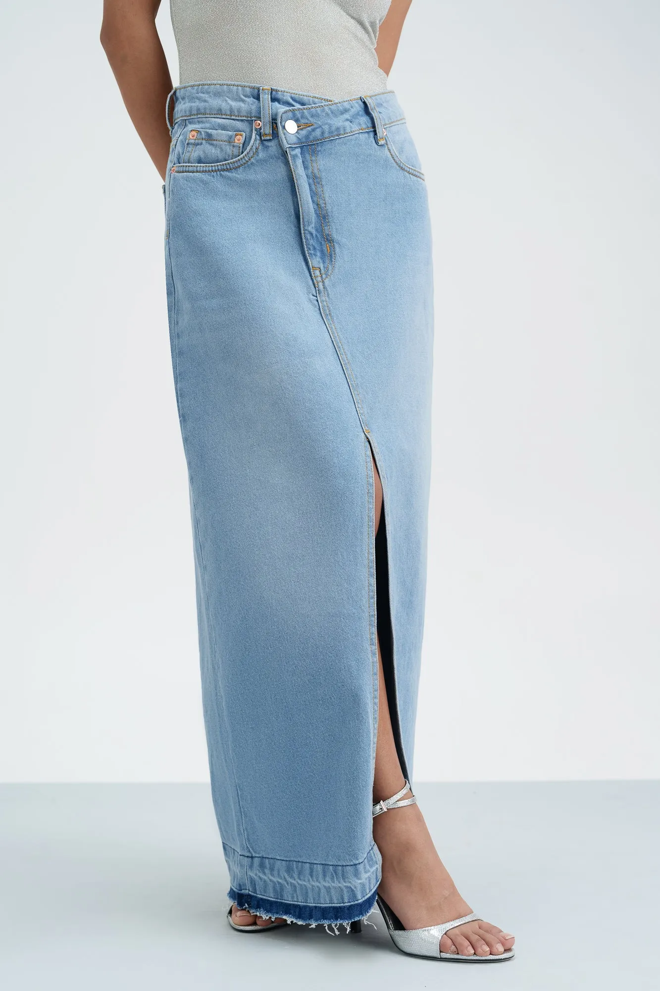 Seaside Soiree Denim Maxi Skirt