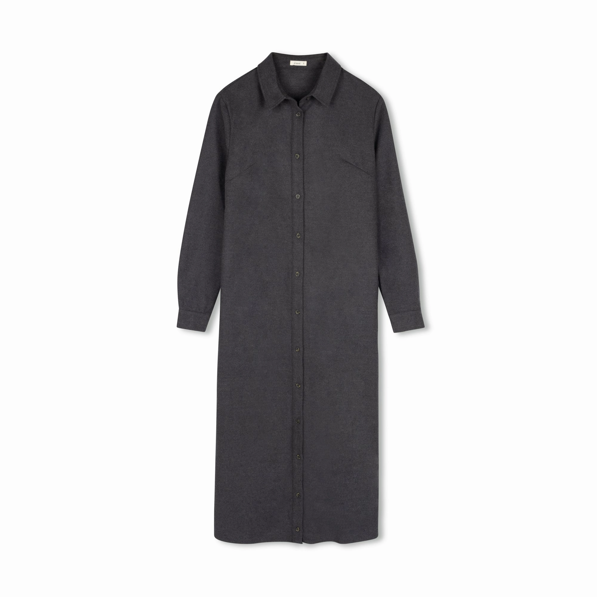 Trendy Tailoring Airy Comfort Brushed Button Down Shirtdress | Gray