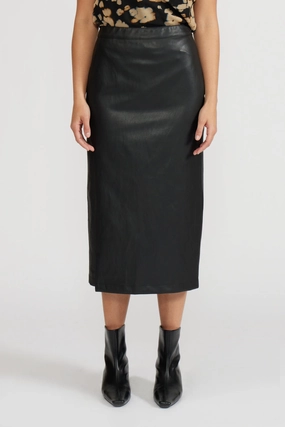 Easy Combo Luxury Feel TAYLOR LEATHER MIDI SKIRT