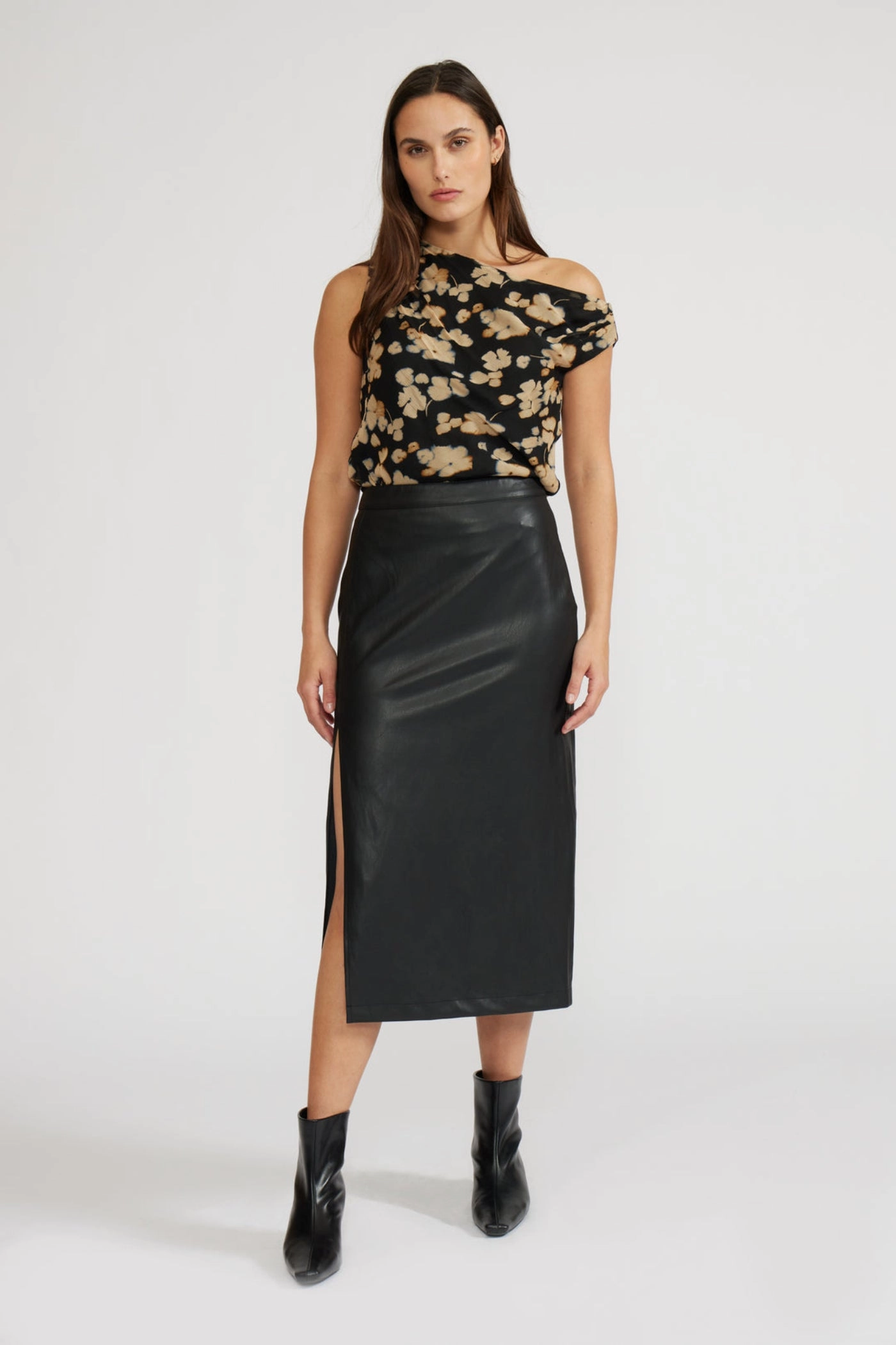 TAYLOR LEATHER MIDI SKIRT Exclusive Drop