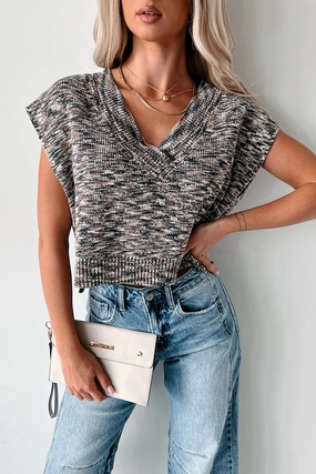 Seasonal Sophistication Cropped Sweater Vest (Dark Brown) Ribbed Trims AthleisureReady