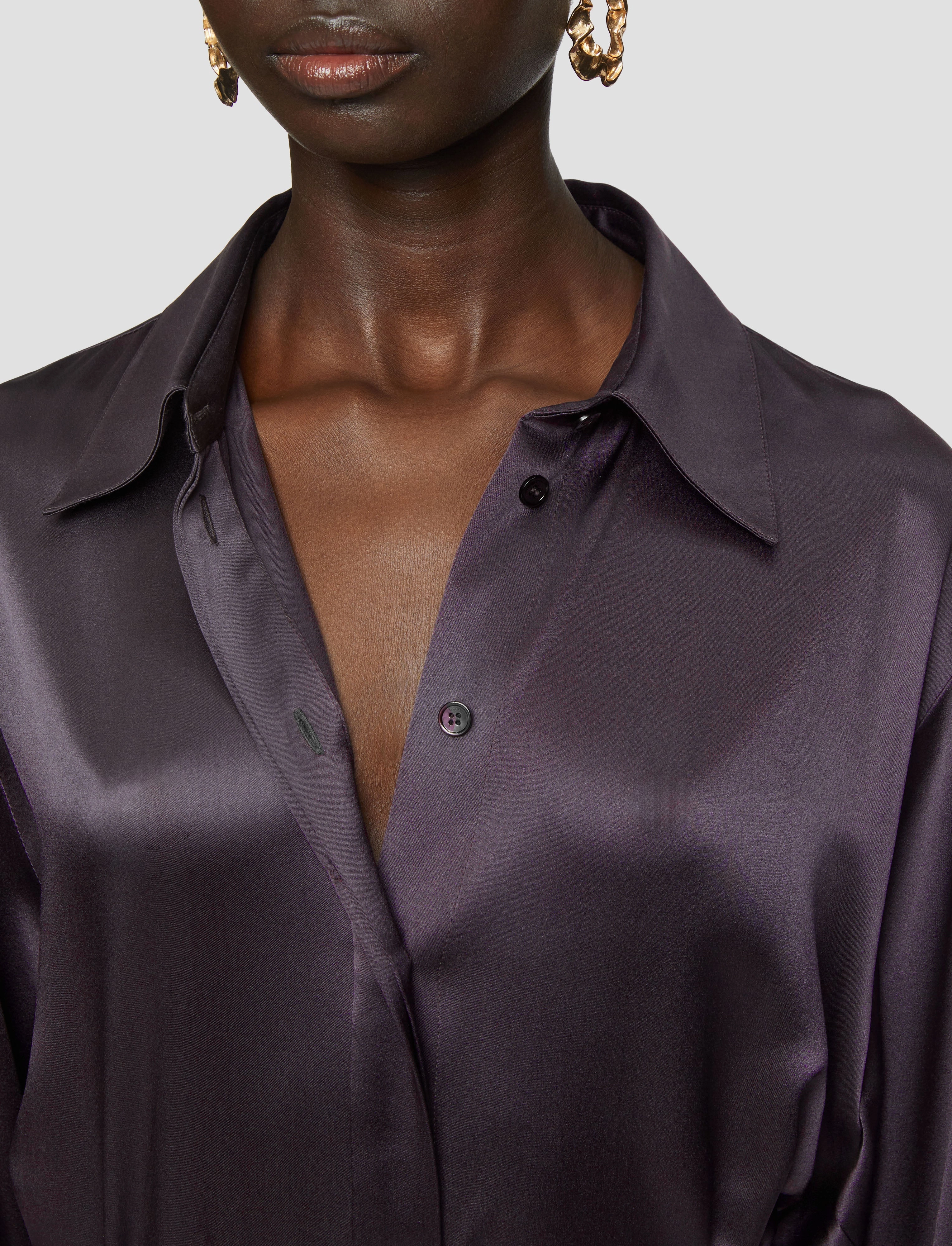Sage Detail Cyprien Silk Satin Dress