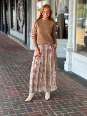 Chill Look Seasons Change Plaid Skirt in Mocha