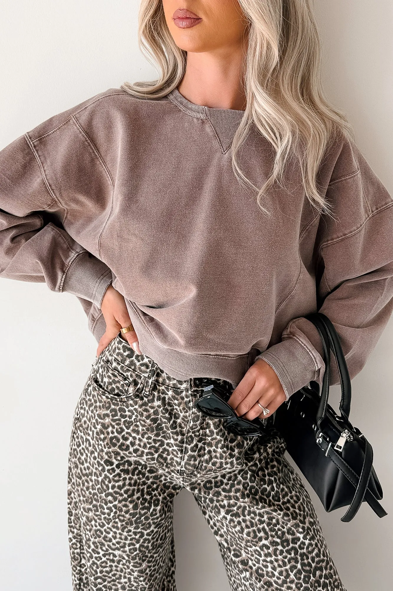 See The World Relaxed Pullover Sweatshirt (Chestnut) Reinforced Shoulders RecycledPolyesterBlend
