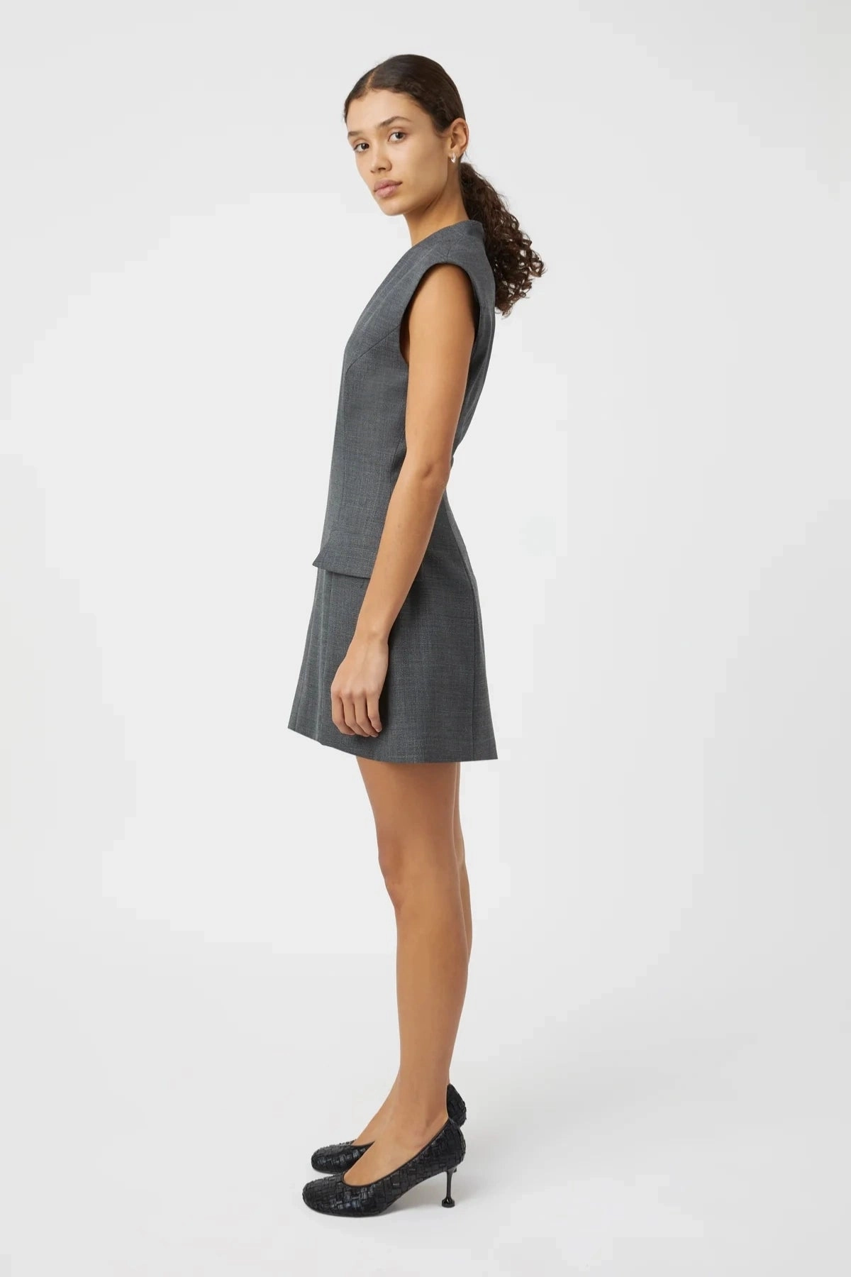 Smart Cut Seidler Mini Dress Dark Charcoal