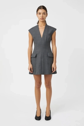 Seidler Mini Dress Dark Charcoal Elegant Layering Bold Fashion