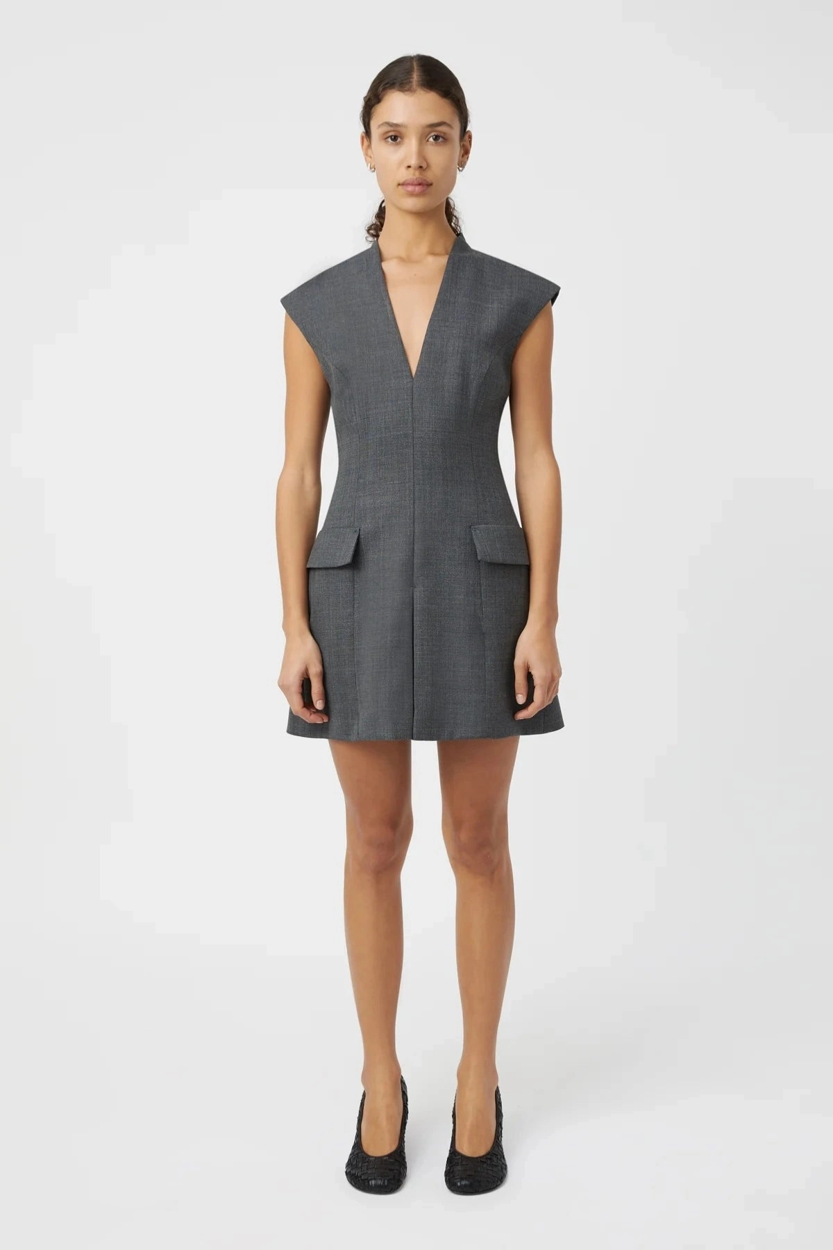 Seidler Mini Dress Dark Charcoal Elegant Layering Bold Fashion