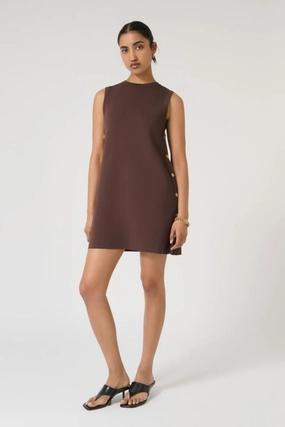 Feminine Structure Silky Form Selena Tunic Chocolate