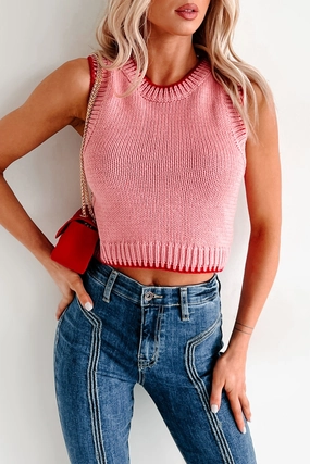 Quick Dry Blend Eco Conscious Packaging Sending You Hugs Sleeveless Knit Top (Blush/Red)