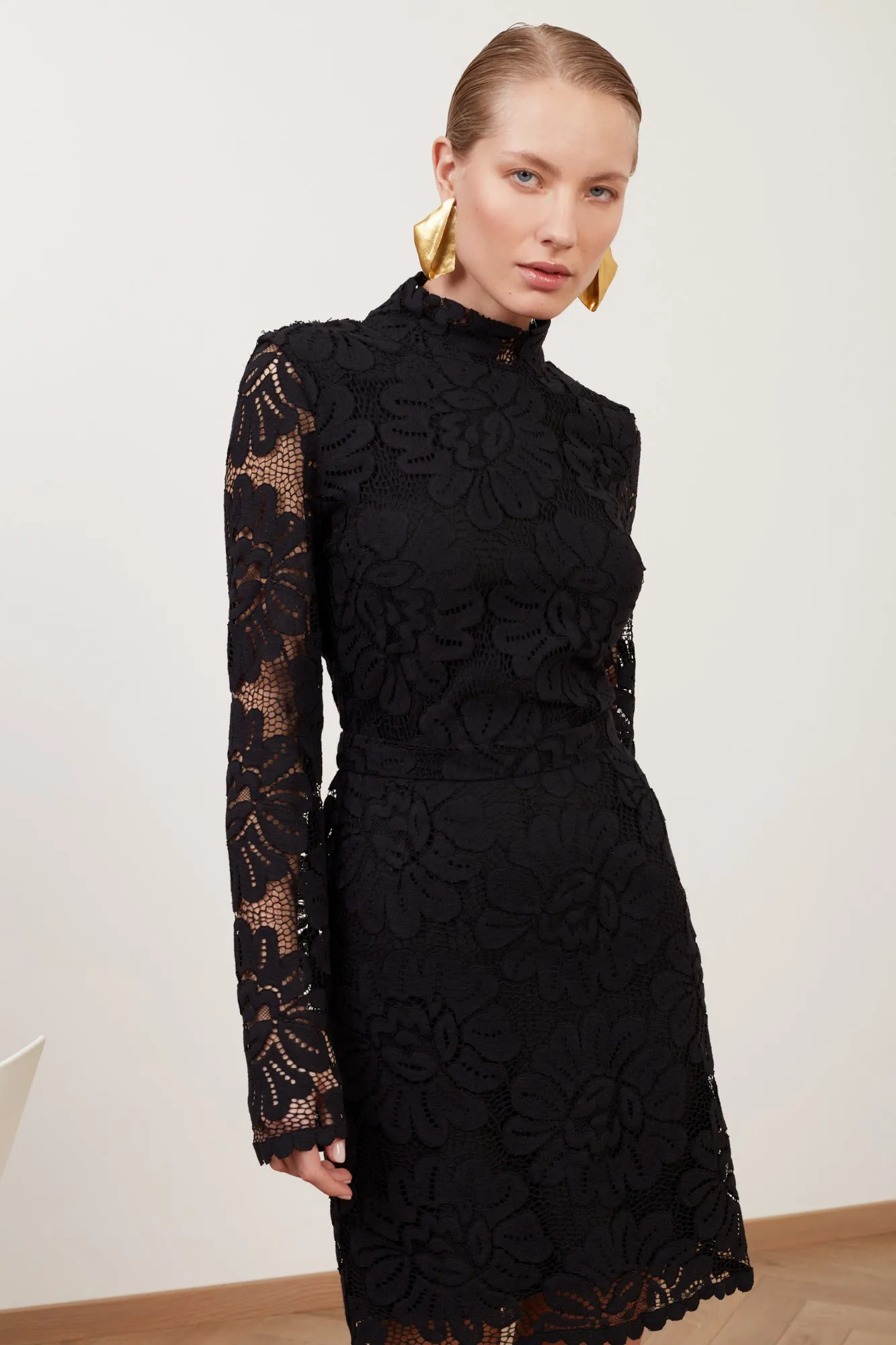 SERIN mini dress from black floral lace