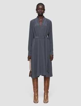 Severin Crepe de Chine Silk Dress Satin Layers