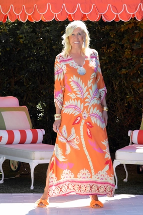 Seychelles Kaftan / Orange Palm Romance Glow