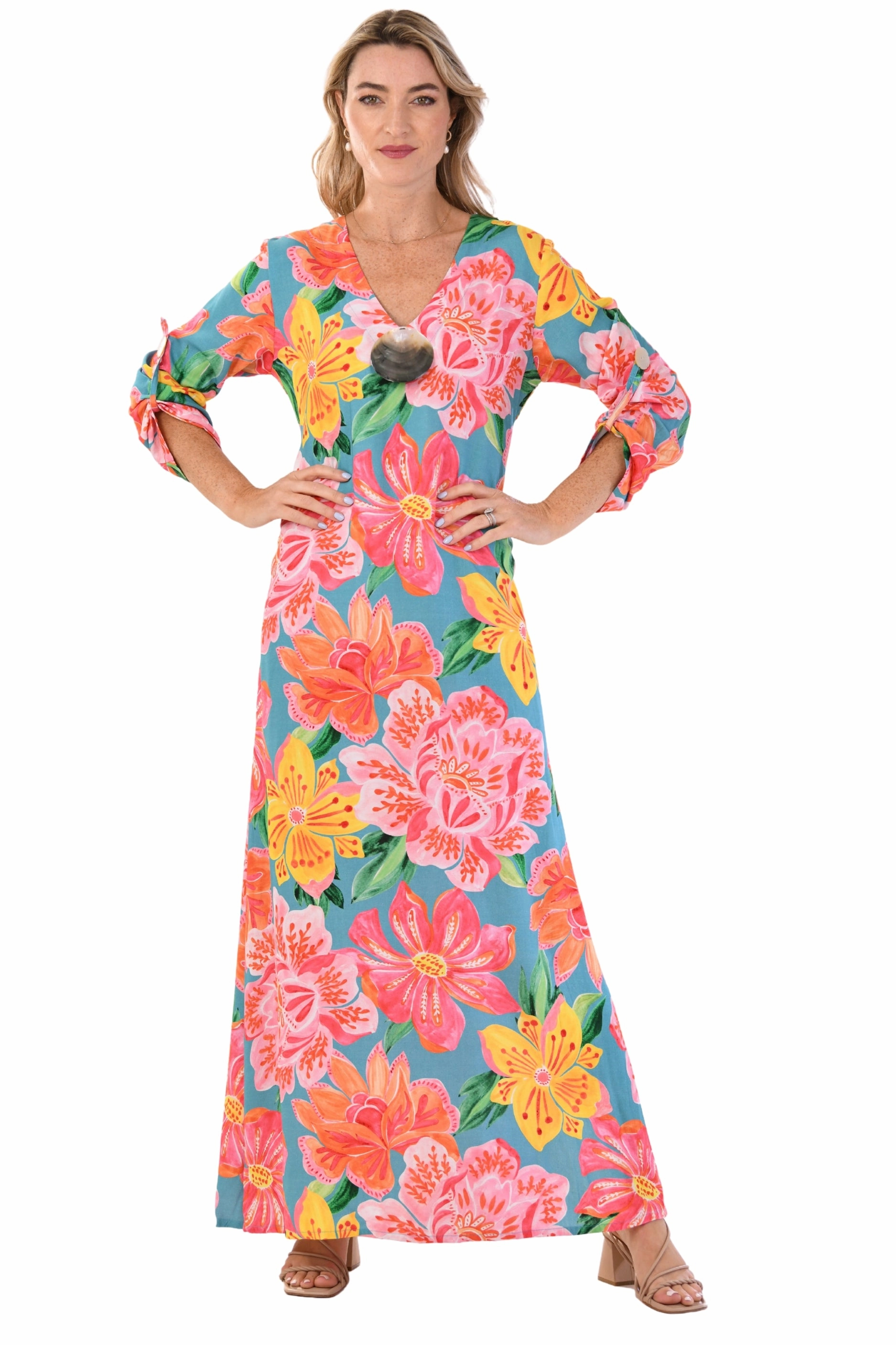 Trendy Wearable Seychelles Kaftan / Turquoise Fuchsia