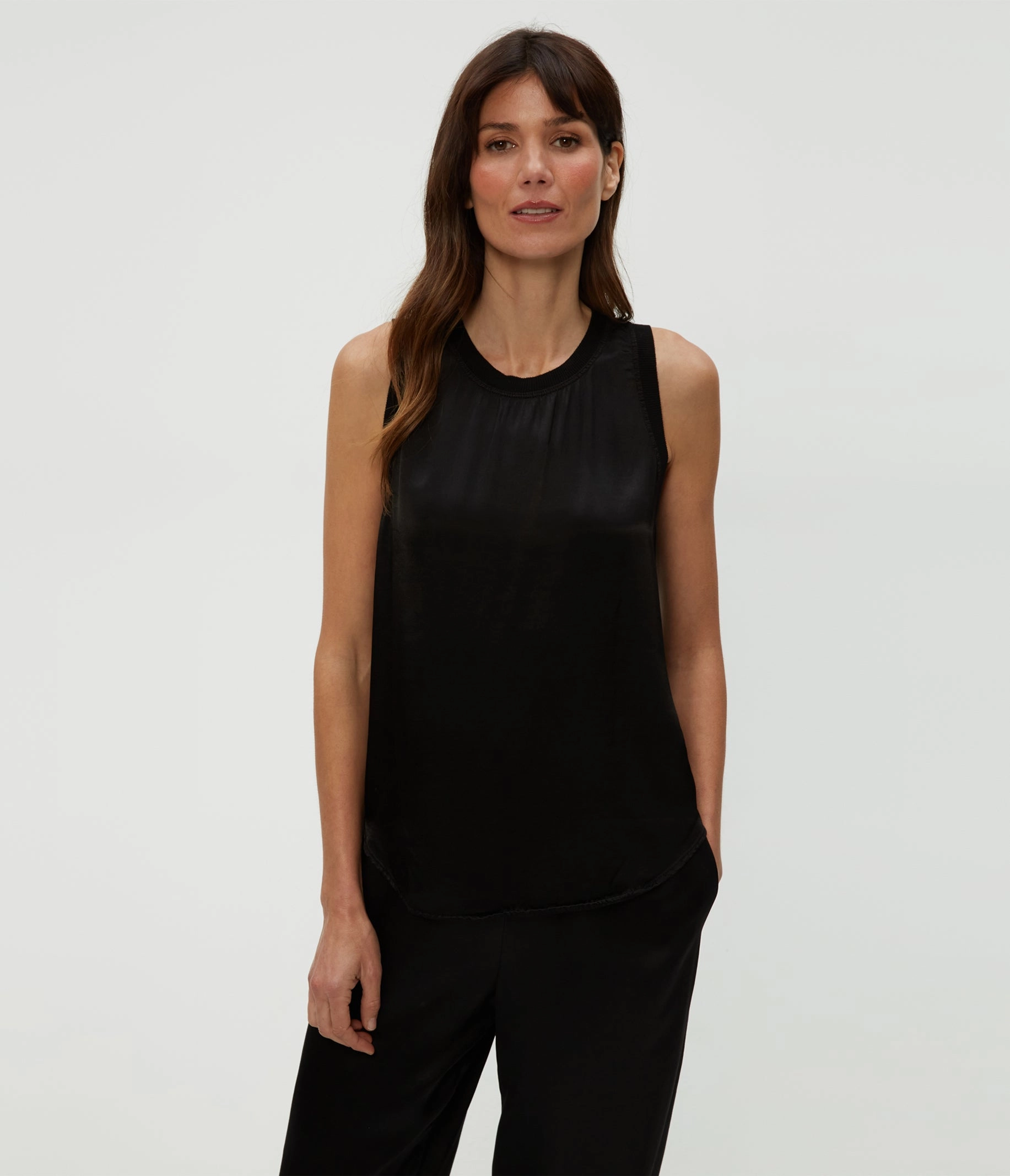 SHAY SATIN RIB BINDING TANK Ventilated Back Panel