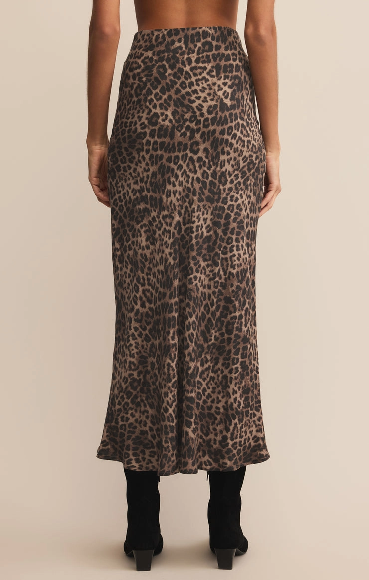 Izabel Leopard Skirt in Desert Tan Gentle Vibe Durable Hem