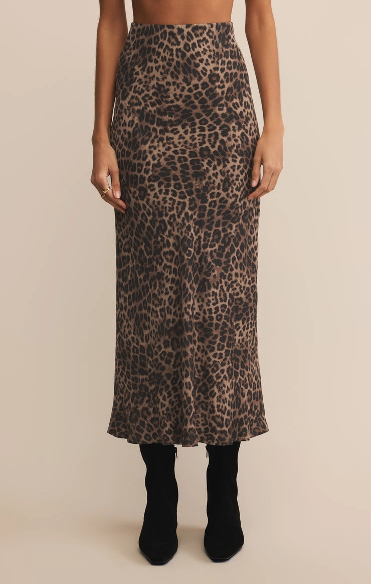 Izabel Leopard Skirt in Desert Tan Day Ready