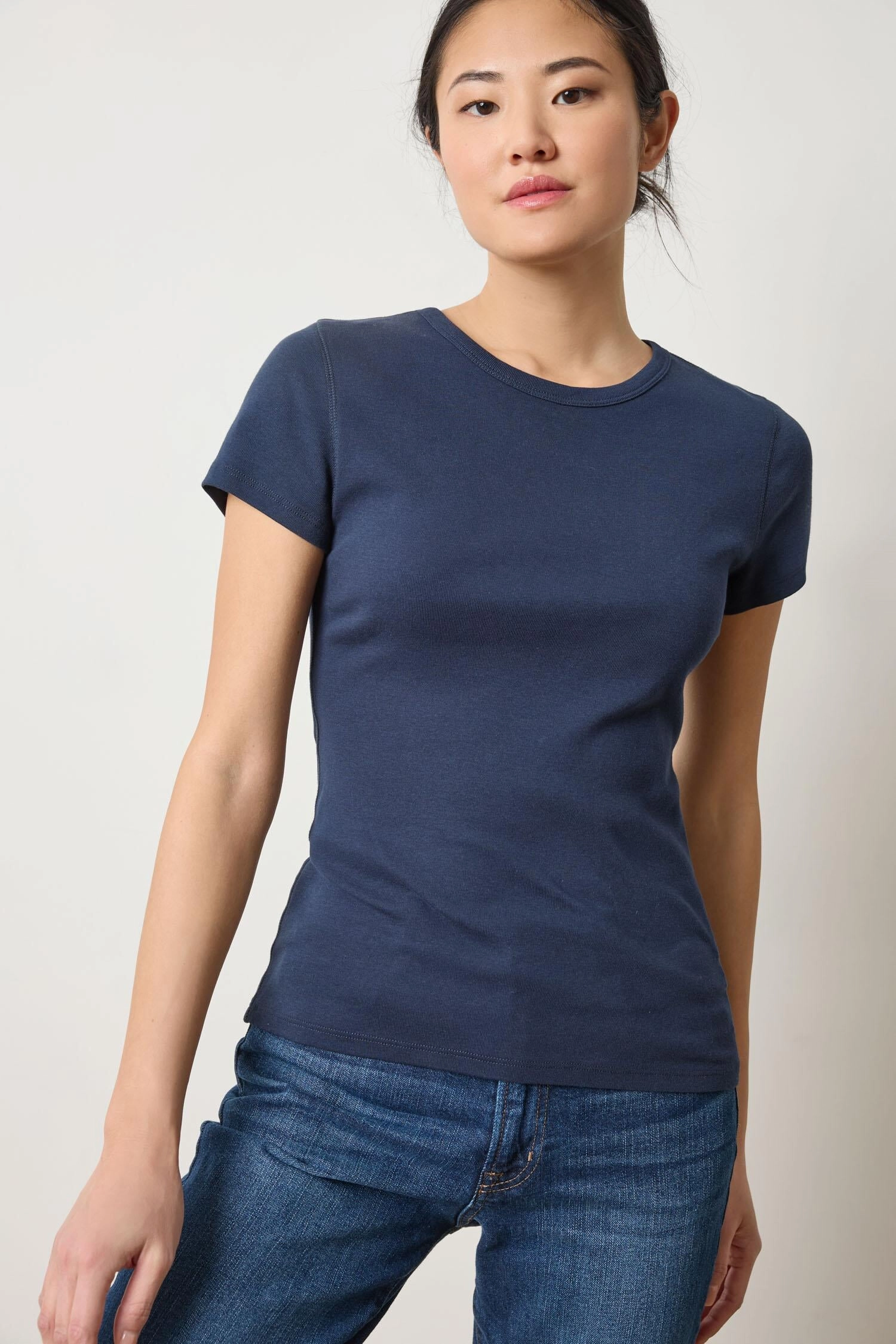 Short Sleeve Crew Dark Navy All Over Print Technique ZeroWaste Pattern