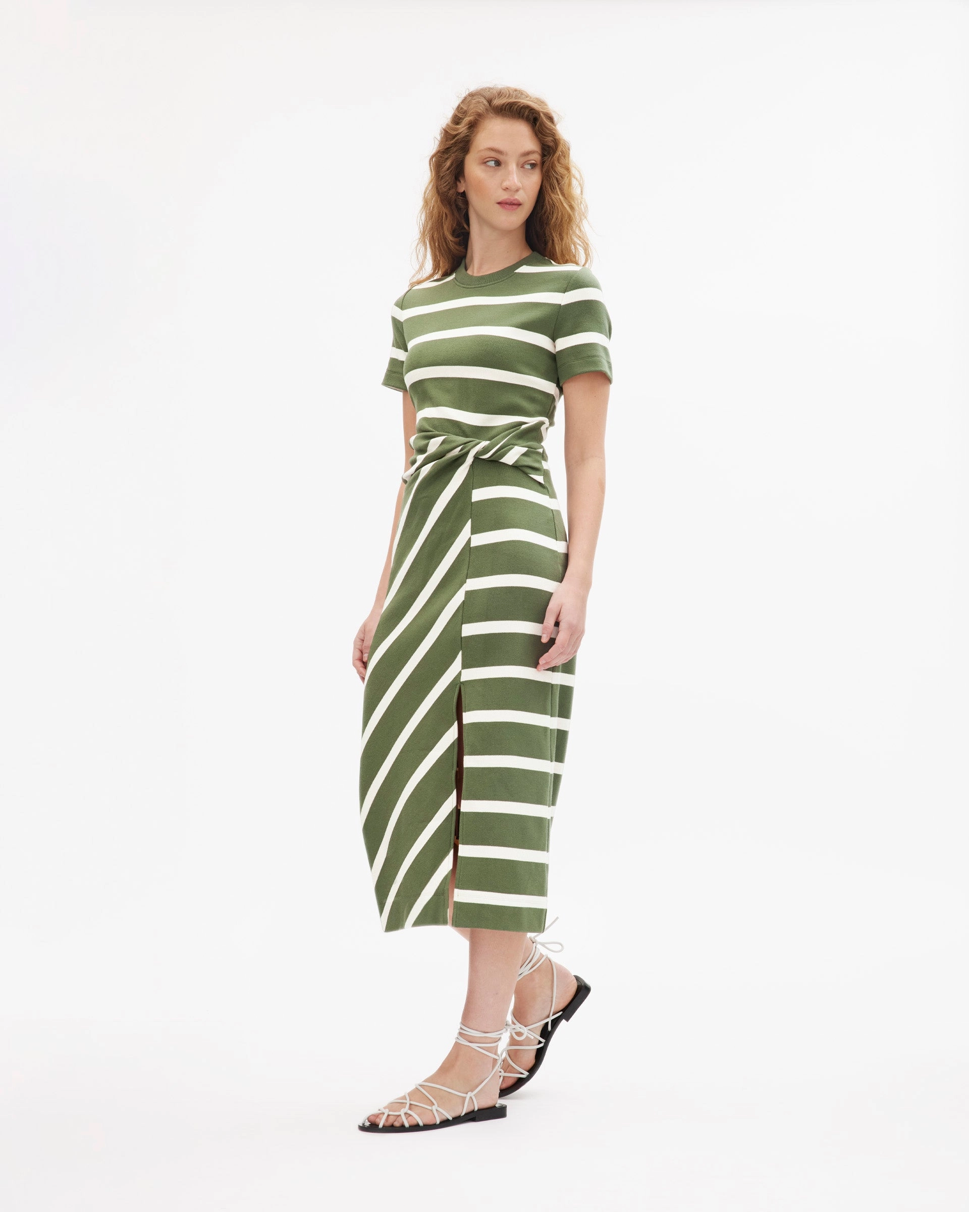 Short Sleeve Striped Cody Dress Elegance Glow