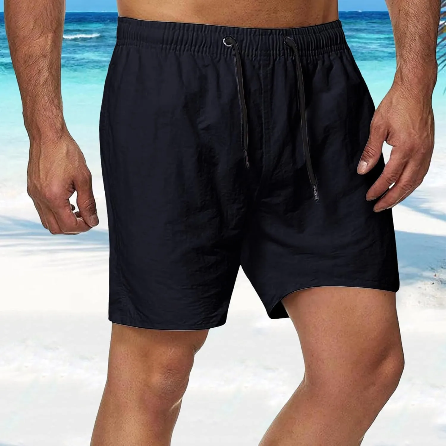 Shorts for Men Casual Lightweight Outdoor Shorts Summer Beach Vacation Shorts Elastic Waist Drawstring Shorts