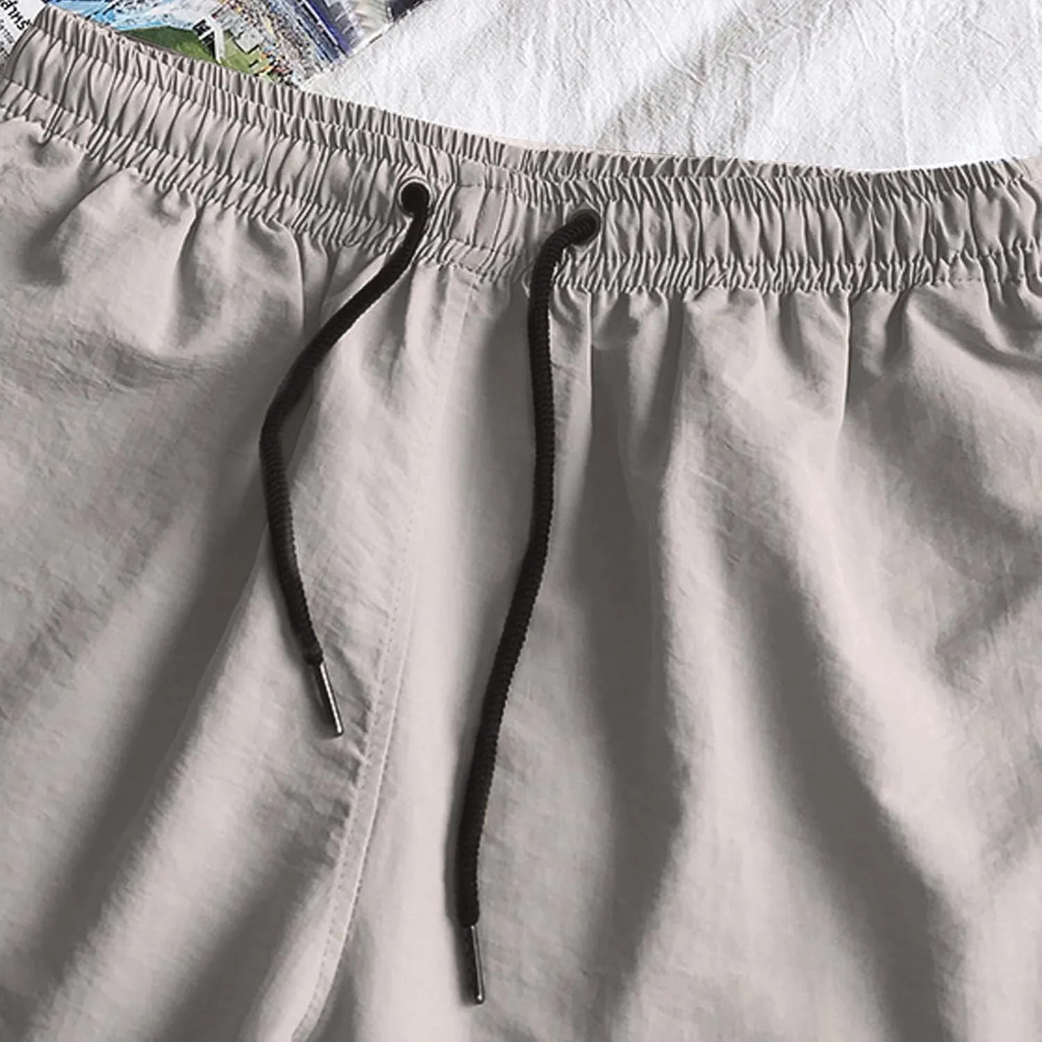 Shorts for Men Summer Beach Vacation Shorts Elastic Waist Drawstring Shorts Relaxed Lightweight Hiking Shorts