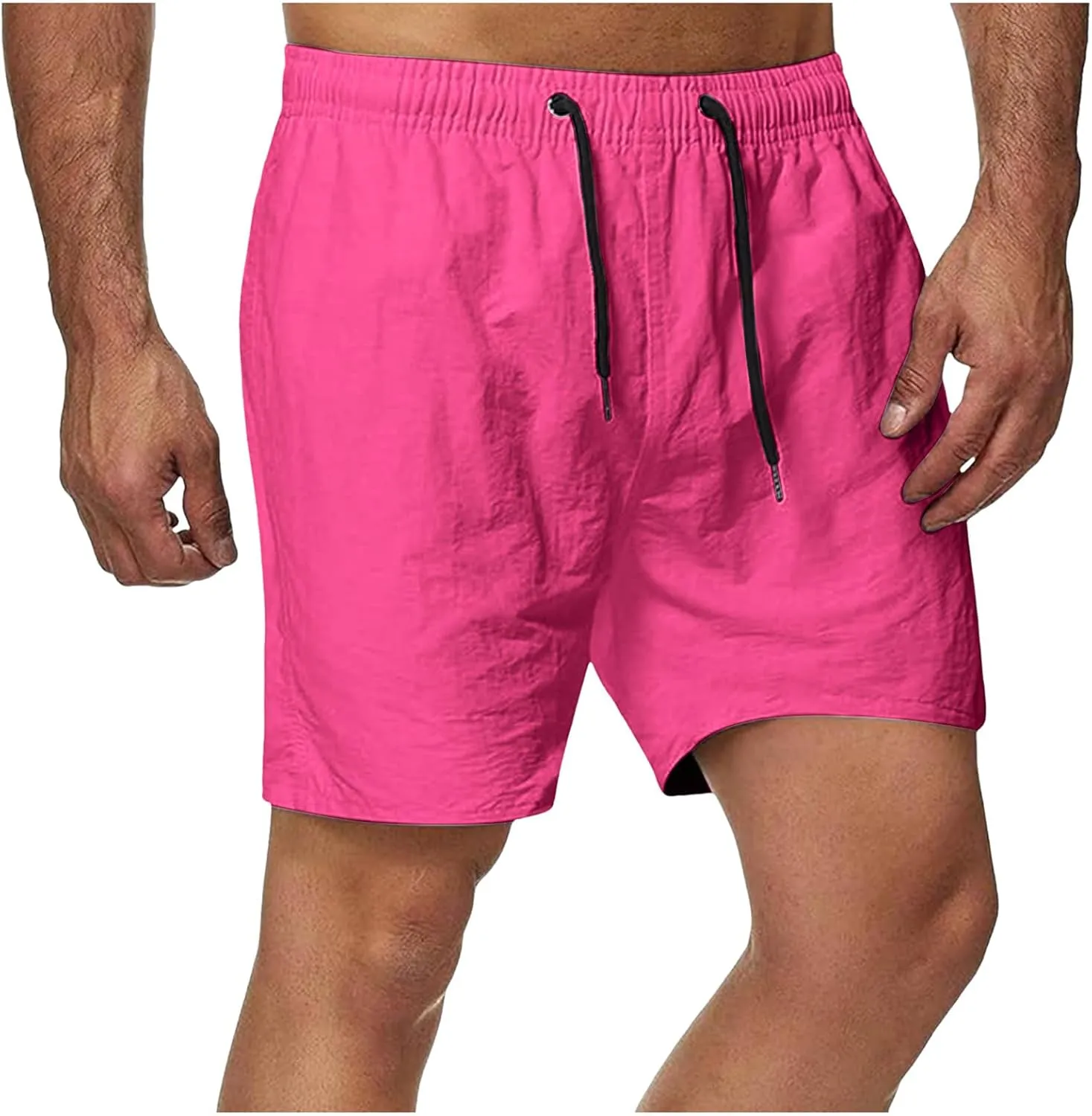 Shorts for Men Summer Beach Vacation Shorts Elastic Waist Drawstring Shorts Relaxed Lightweight Hiking Shorts