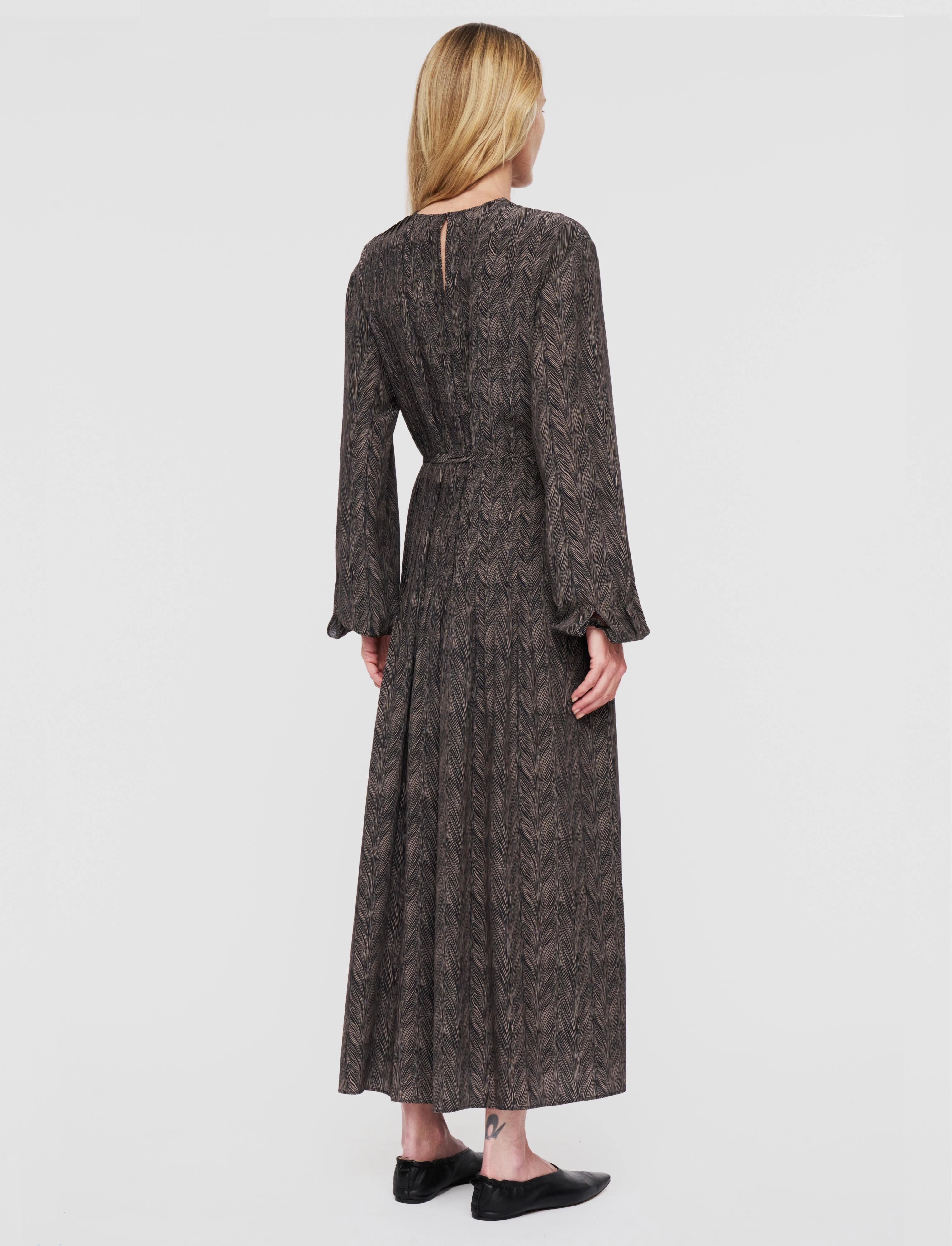 Sibelle Crepe de Chine Print Silk Dress Evening Tone