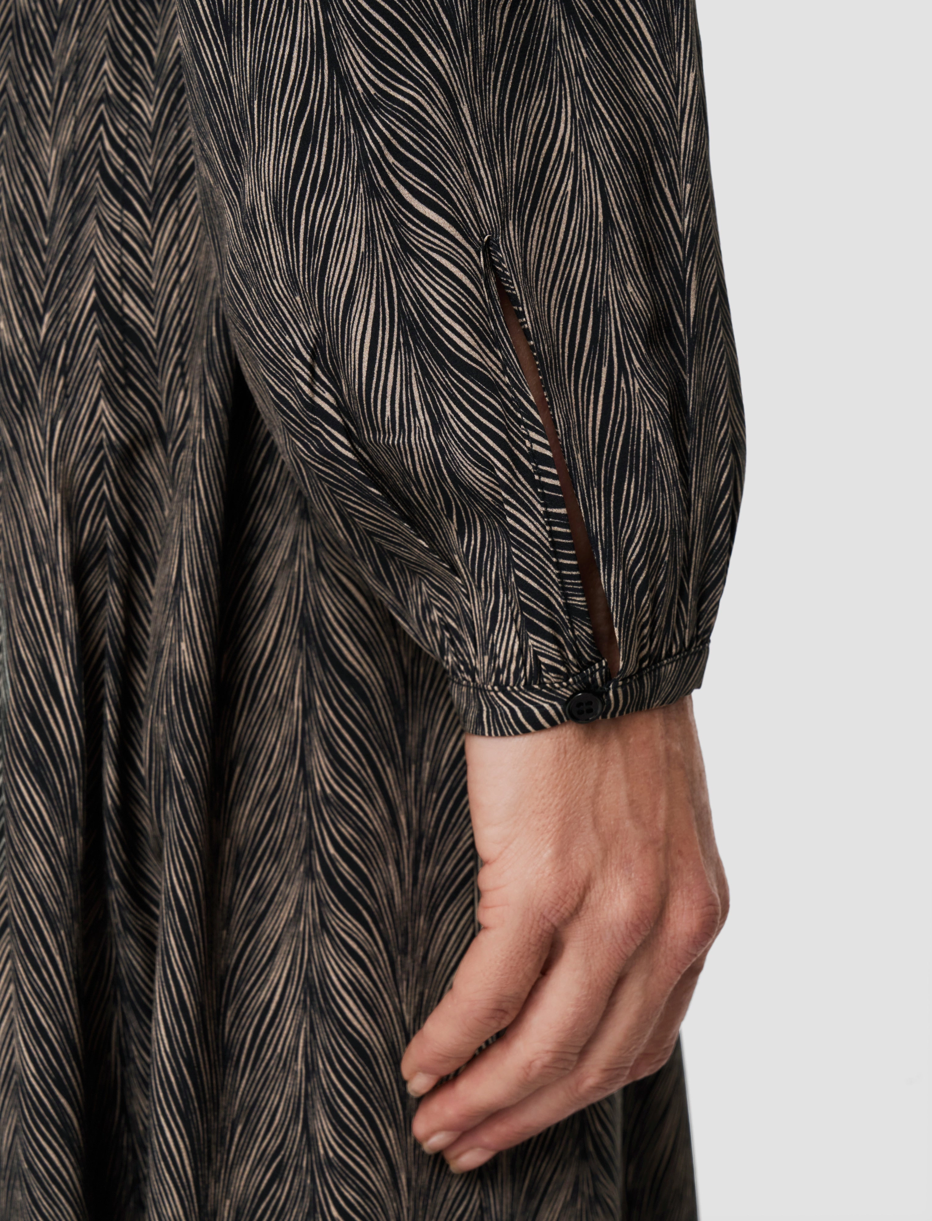 Sibelle Crepe de Chine Print Silk Dress Flared-Hem
