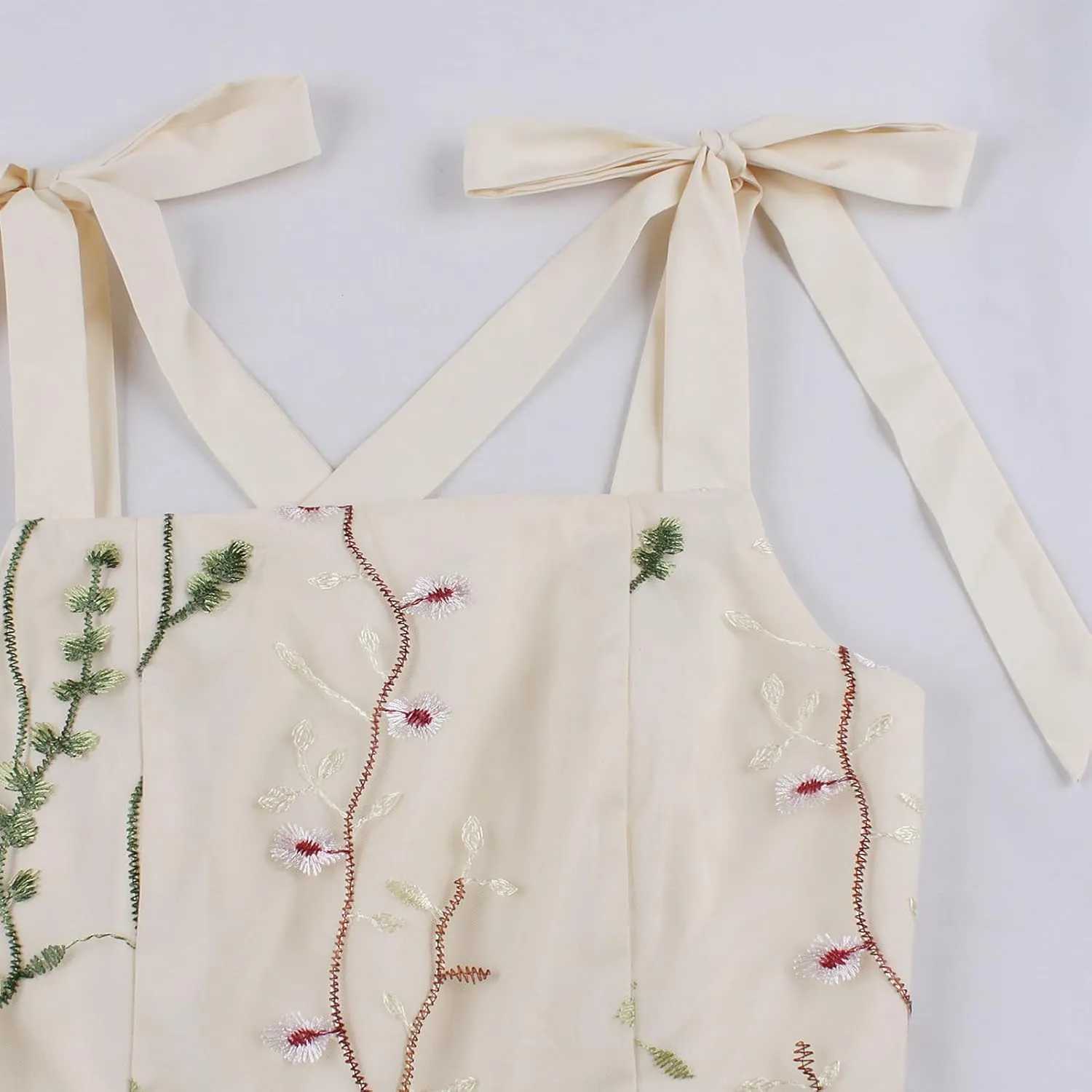 Silk Embroidered Dress for Women Summer Bow Tie Spaghetti Strap Tulle Prom Dress Short A line Cocktail Evening Party Dress