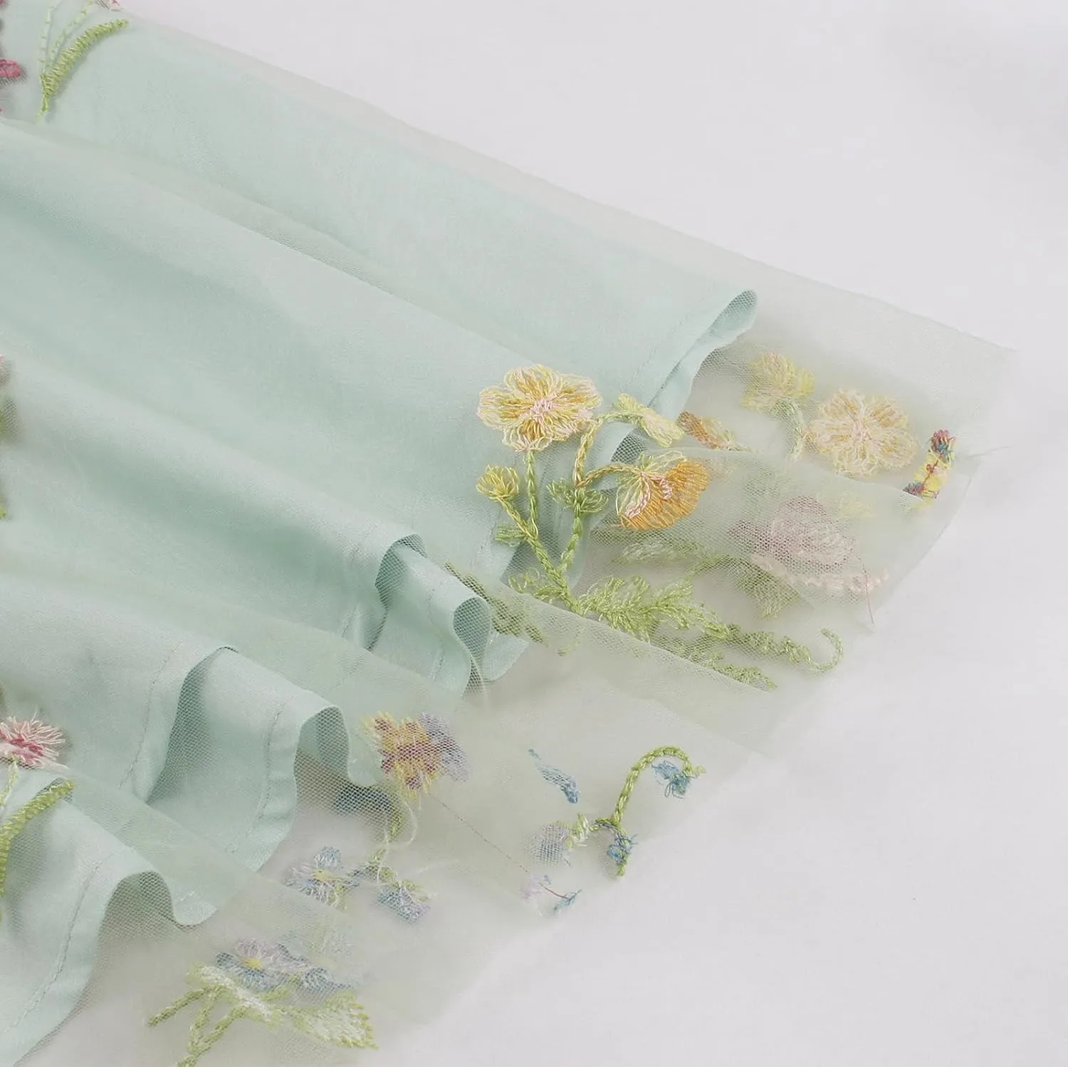 Silk Embroidered Dress for Women Summer Bow Tie Spaghetti Strap Tulle Prom Dress Short A line Cocktail Evening Party Dress