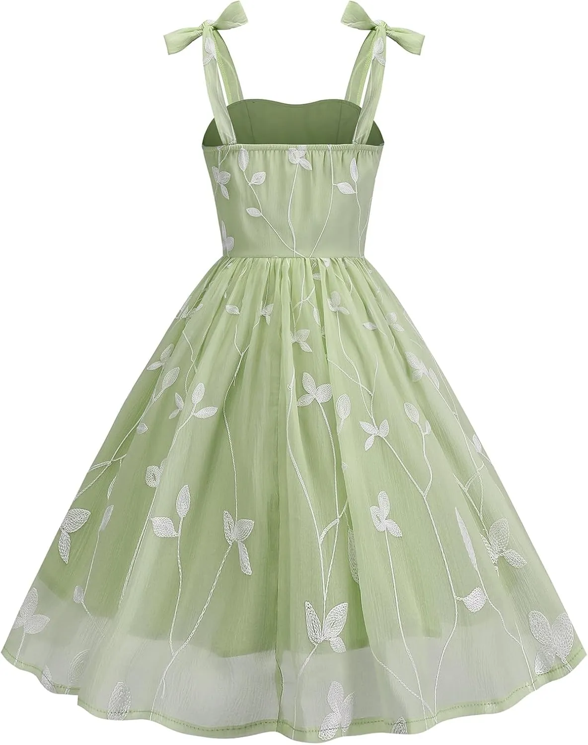 Silk Embroidered Dress for Women Summer Bow Tie Spaghetti Strap Tulle Prom Dress Short A line Cocktail Evening Party Dress