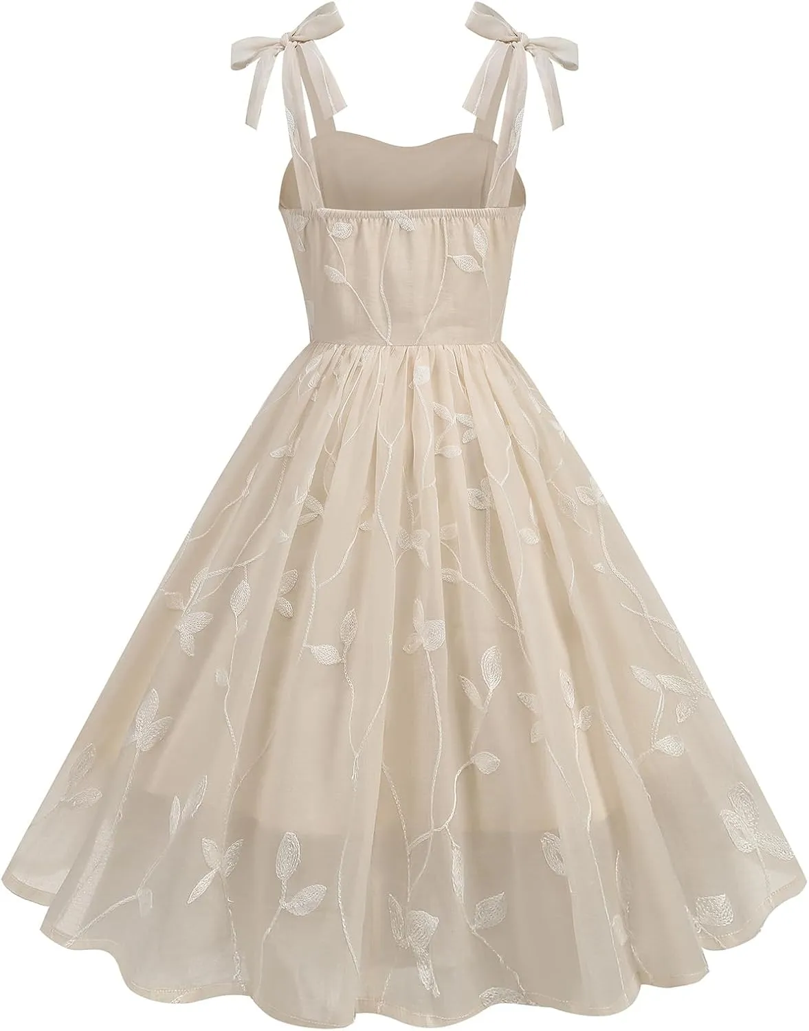 Silk Embroidered Dress for Women Summer Bow Tie Spaghetti Strap Tulle Prom Dress Short A line Cocktail Evening Party Dress