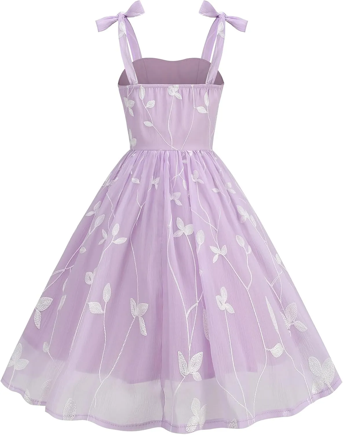 Silk Embroidered Dress for Women Summer Bow Tie Spaghetti Strap Tulle Prom Dress Short A line Cocktail Evening Party Dress