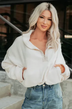 Simple Comfort Half-Zip Fleece Pullover (Ivory) WrinkleFree Finish QuickReleaseFastenings