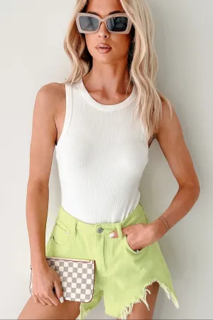 Simple is Sweet Ribbed Sleeveless Bodysuit (Off White) HiddenStoragePocket Soft Touch Feel