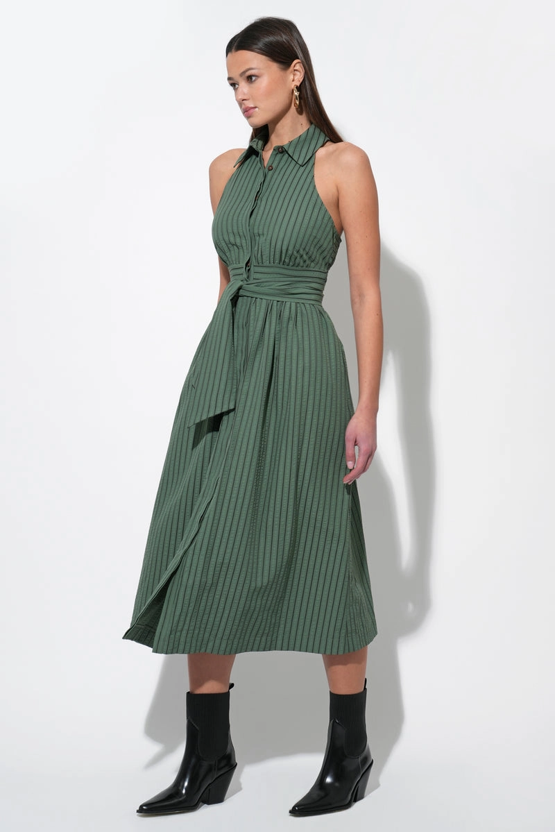 ROSA FLUTTER HALTER COLLARED DRESS City Mood
